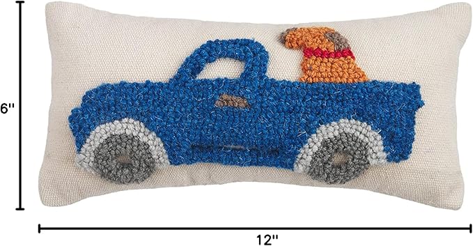 Mud Pie Mini Farm Hook Pillow, Dog, 12" x 6"
