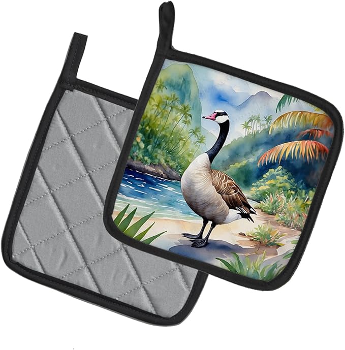 Caroline's Treasures Hawaii Hawaiian Goose Pair of Pot Holders Kitchen Heat Resistant Pot Holders Sets Oven Hot Pads for Cooking Baking BBQ, 7 1/2 x 7 1/2