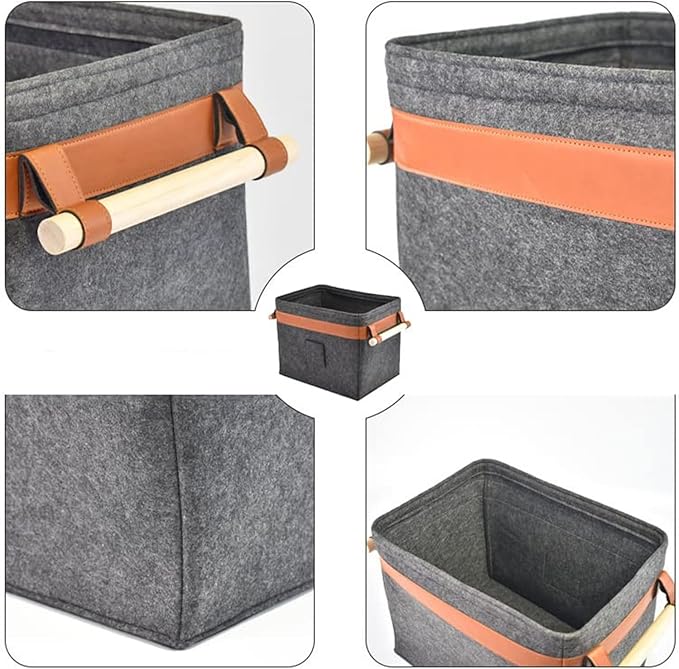 Firewood Basket Carrier, Large Capacity Firewood Holder, Foldable Felt Storage Basket with Handles for Home, Clothes Toys Organizing Design, Storage Accessory for Living Room, Fireplace Use Daily
