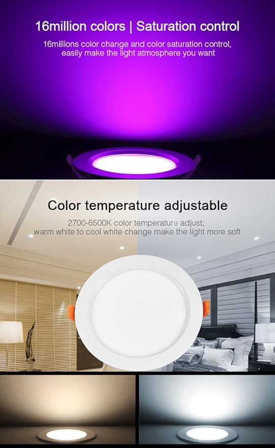 LGIDTECH FUT069 RGB CCT 15W LED Recessed Ceiling Downlight 7 Inch IP54 Color Changing and Temperature Adjustable