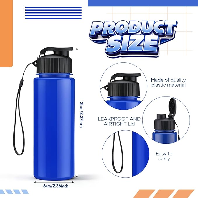 Mifoci 20 Pieces Water Bottle Bulk 17 oz Plastic Water Bottles Bulk Gym Sports Adults Reusable Large Bottles with Leak Proof Flip Top for Party Outdoor (Solid Blue)