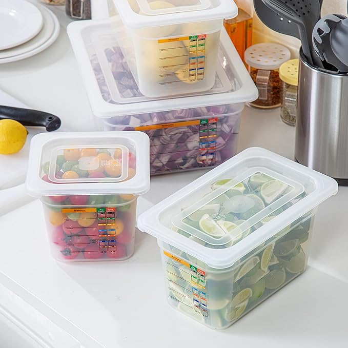 Restaurantware Food Storage Containers 4-Piece with Labels Airtight Seal Food Storage Lids Microwave-Safe Polypropylene Container Translucent