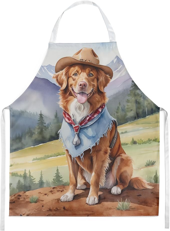 Caroline's Treasures Nova Scotia Duck Tolling Retriever Cowboy Welcome Apron Cooking Kitchen Server Baking Crafts Gardening for Adult Women Men, Unisex, Large, Multicolor