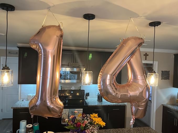 Number Balloon 40 Inch, 24 Number Balloons, Rose Gold 42 Happy Birthday Decorations for Women Men, Ballons 24th for Wedding Anniversaries Party