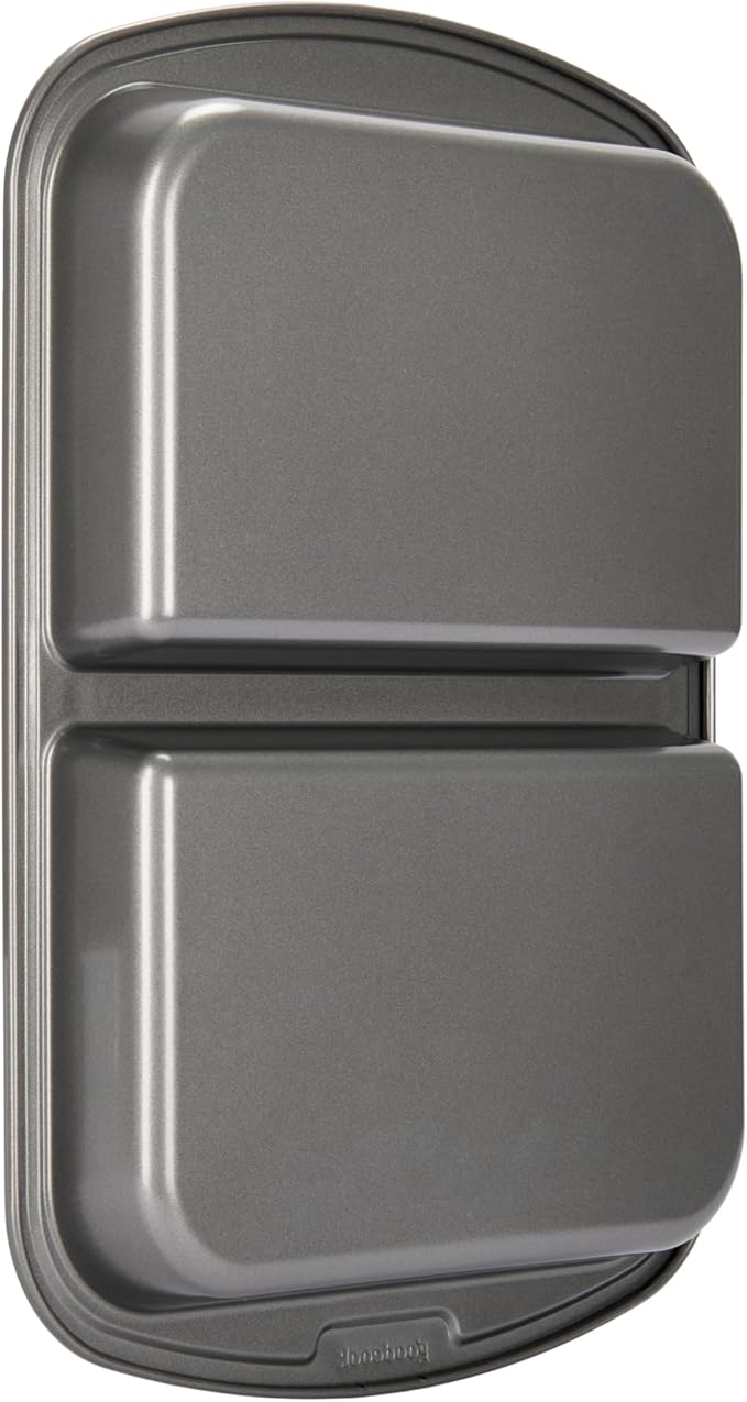 GoodCook Everyday Divided Baking Pan 1.5-Inch Deep 2-Section Non-Stick Scratch-Resistant Carbon Steel Construction for Meal Prepping & Sheet Pan Dinners, 11x15-Inch, Gray
