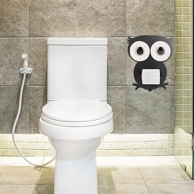 FUOYLOO Elegant Owl-Shaped Iron Kitchen and Bathroom Tissue Holder Stand Paper Towel Storage Rack with Modern Design Decorative Home Adornment for Bathroom and Kitchen Use