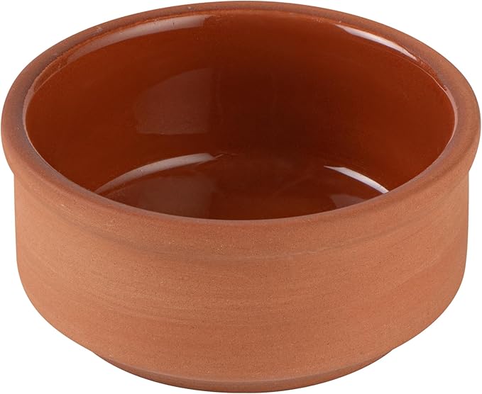 Restaurantware Terracotta Cazuela Bowls 2 Pack of 3 oz Durable Rustic Serving Dish Glazed Oven-Safe Bowl Freezer-Safe Tapas Dish Microwave-Safe Dishwasher-Safe