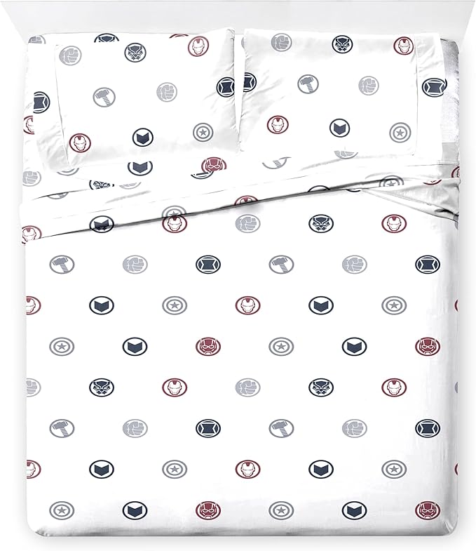 Jay Franco Marvel Avengers Queen Size Comforter Set - 7 Piece Bedding Includes Sheet Set & Pillow Covers - Super Soft Cozy Bedding with Captain America, Hulk, Iron Man and Thor