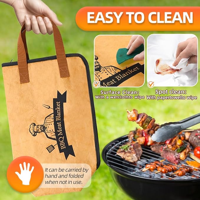 BBQ Meat Resting Bag Brisket Blanket，Heat Resistant Gloves Butcher Paper Combo, 21-Inch Waterproof Resting Bag, Reusable Smoker Grill Accessories Picnic Supplies Grilling Tool Kit