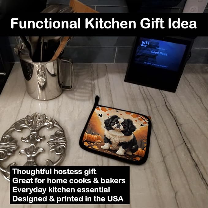 Caroline's Treasures DAC1052PTHD Japanese Chin Fall Pair of Pot Holders Kitchen Heat Resistant Pot Holders Sets Oven Hot Pads for Cooking Baking BBQ, 7 1/2 x 7 1/2