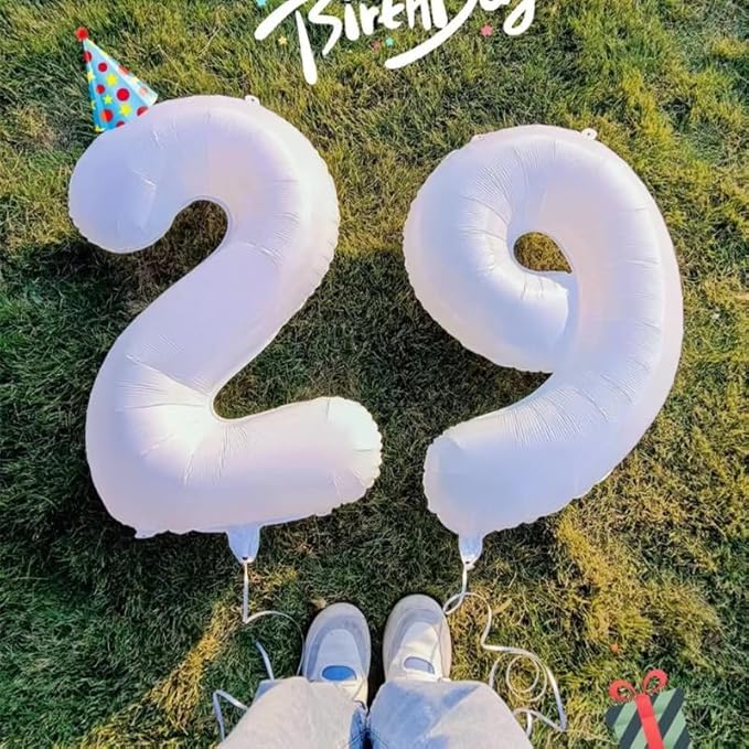 9Th Birthday Decorations 9 Number Balloons, Happy Birthday Decoration for 9th, White Balloon Numbers 40 Inch for Girls Boys Women Men Engagement, Bridal Shower Party