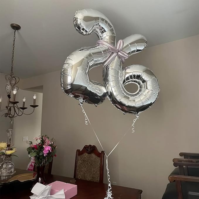 40 Inch 2026 Pack of 4 Silver Big Helium Foil Balloon Numbers Large Mylar Number for Christmas New Year's Eve Party Graduation Birthday