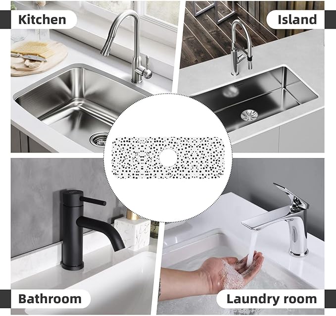 Black and White Polka Dot Printed Faucet Absorbent mat, Suitable for bathrooms, Kitchens, and Other Sink Areas.