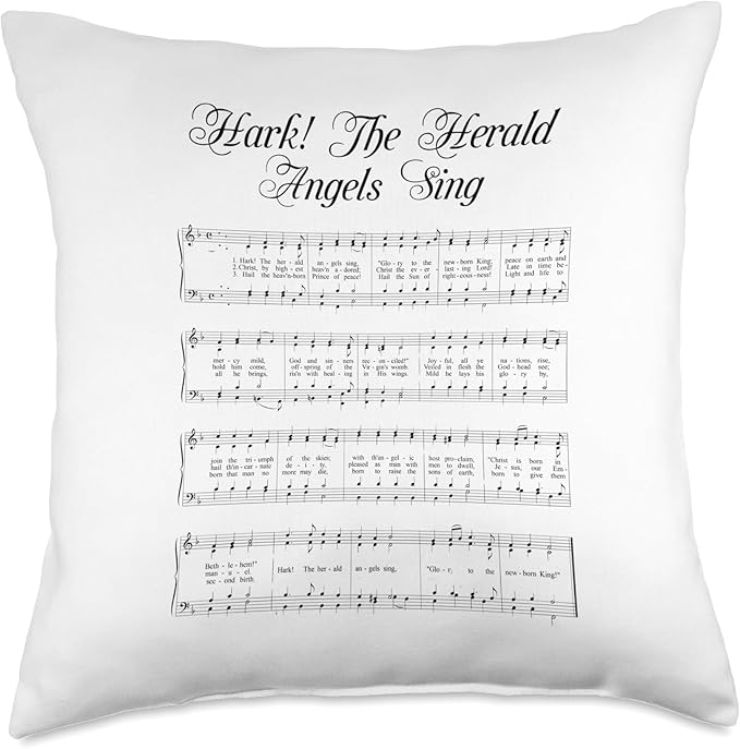 Classic Christmas Sheet Music Hark the Herald Angels Sing Throw Pillow