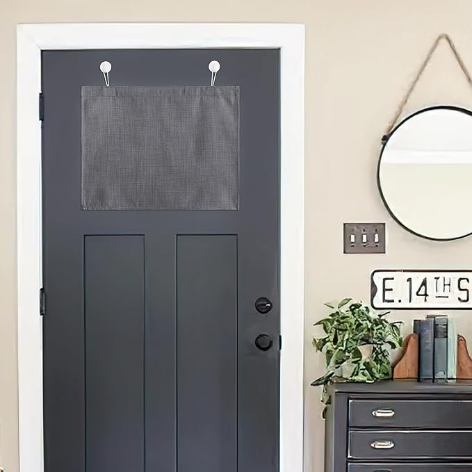 NICETOWN Linen Blackout RV Camper Curtains for Small WIindow, Classroom Door Covering for Privacy, Lockdown Shade with Hook, 1 Panel, 24 inch Wide x 18 inch Long, Grey