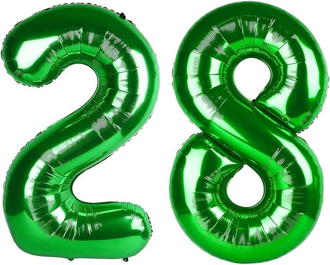 40 Inch Birthday Balloons 28 Number Baloons for Happy Birthday Decorations Party Supplies, Dark Green Balloons for Celebration, Graduation, Photo Prop