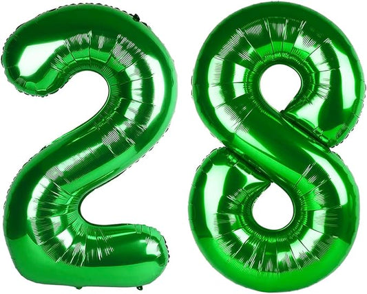 40 Inch Birthday Balloons 28 Number Baloons for Happy Birthday Decorations Party Supplies, Dark Green Balloons for Celebration, Graduation, Photo Prop