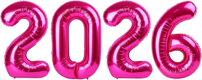 Hot Pink 2026 Number Balloon, Number Balloons 40 Inch, 2026 Balloon Number Birthday Decorations, 2026 Birthday Party Supplies, 2026 Graduation Party Favors, Class of 2026 Decorations