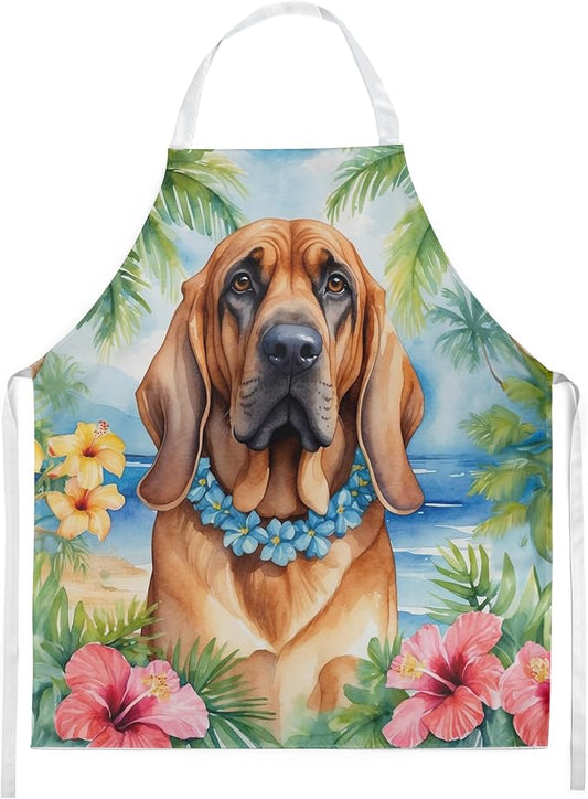 Caroline's Treasures Bloodhound Luau Apron Cooking Kitchen Server Baking Crafts Gardening for Adult Women Men, Unisex, Large, Multicolor