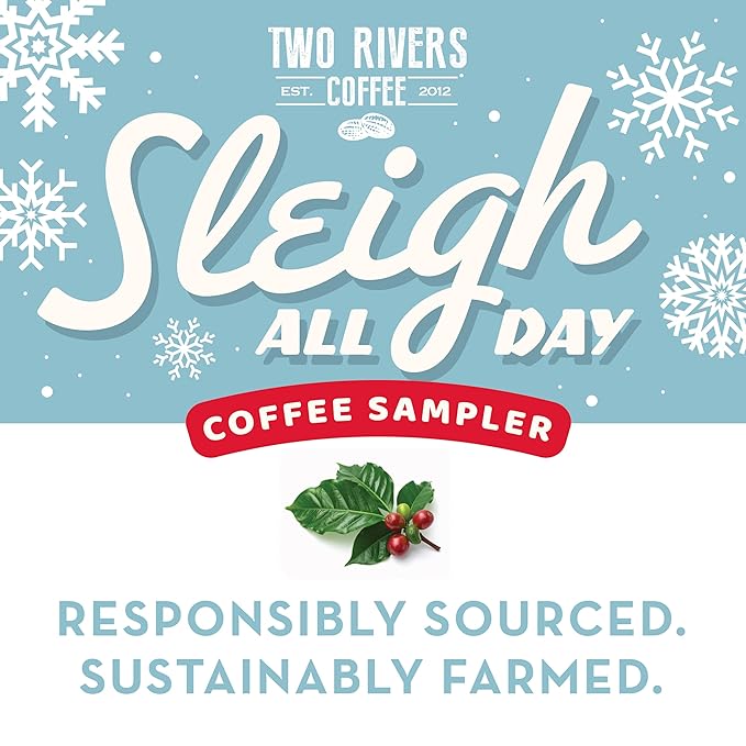 Two Rivers Coffee Sleigh All Day Holiday Coffee Pods Compatible with Keurig K Cup Brewers, Assorted Coffee Sampler, 40 Count (Pack of 1)