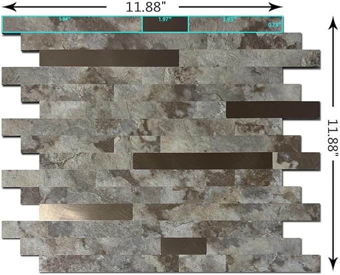 WEIMEISC 10 Sheets Peel and Stick Backsplash Tile for Kitchen, Self-Adhesive Mosaic Tile, Stick on Bathroom Vanities, Fireplace Decor, Laundry Table (Coffee+Bronze)