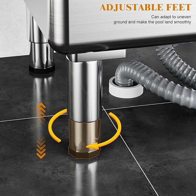 Floor Mop Sink, Commercial Floor Slop Sink, Adjustable Feet Stainless Steel Mop Service Basin, Laundry Mop Sinks for Kitchen (45x41x55cm), High Barrier Design, Seamless Welding A