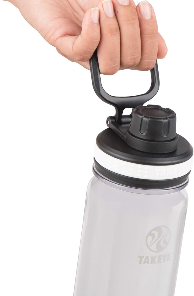 Takeya Tritan Sport Water Bottle with Spout Lid - BPA-Free & Dishwasher-Safe Water Bottle - Reusable Bottle with Lid Handle - Simple Leak-Proof Water Bottle - 24 oz, Clear