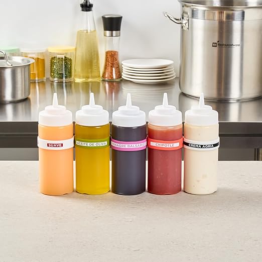 Restaurantware Silicone Squeeze Bottle Band 10 Count 2.75 Inch Dishwasher Safe Condiment Identification Band, Balsamic Vinegar Purple Non-Slip Band for Condiment Labeling at Restaurants, Food Trucks