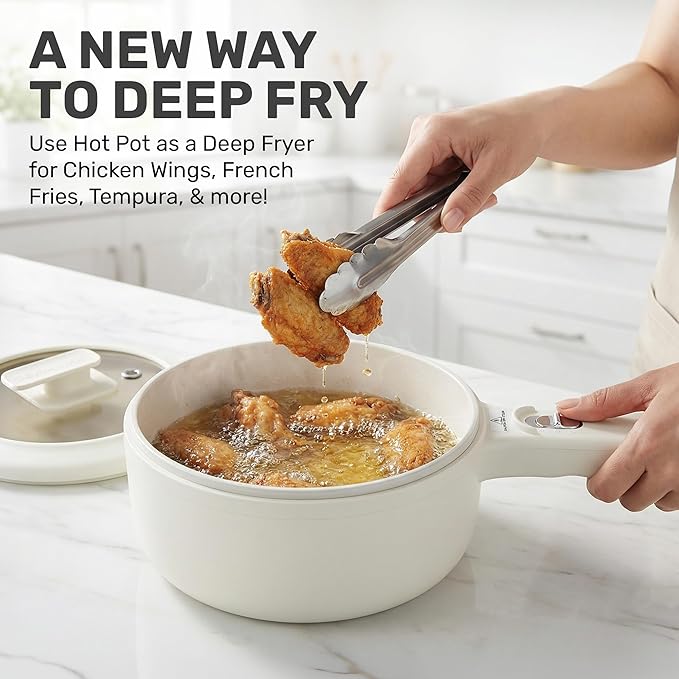 CERAMAX PRO Electric Hot Pot with Lid & Steamer, 2L Non Toxic Ceramic Cooker Skillet for Ramen, Eggs, Pasta for Dorms, Camping, RVs, Work, Adjustable Temp. - New Improved 2025 Model