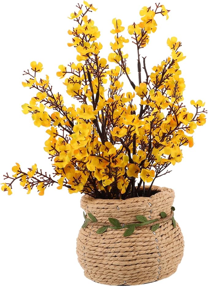 Luxshiny Woven Flower Basket Vase Handmade Decorative Floor Vase with Nordic Design for Organizing Items Unique Tabletop Planter for Living Room Study Room