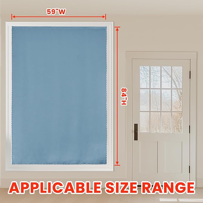 AJAZZ self Adhesive Portable 100% Blackout Curtains Simple and Easy to installBedroom Window Thermal Lnsulated Kitchen Room Darkening Black Small Drapes 1-Pack
