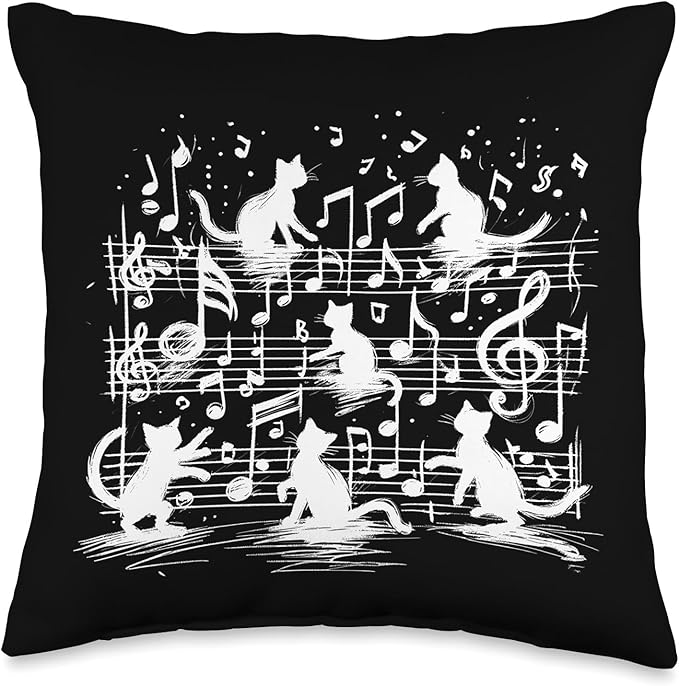 Cat Sheet Music Cute Animals Classic Musician Player Funny Throw Pillow