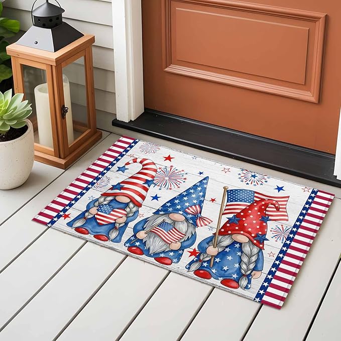 Area Rug 2x3ft, Independence Day USA Flag Star Dwarf Washable Rugs for Living Room Bedroom, Stripes on Wood Grain Soft Non-Slip Area Rugs Rectangle Floor Carpet for Dining Room
