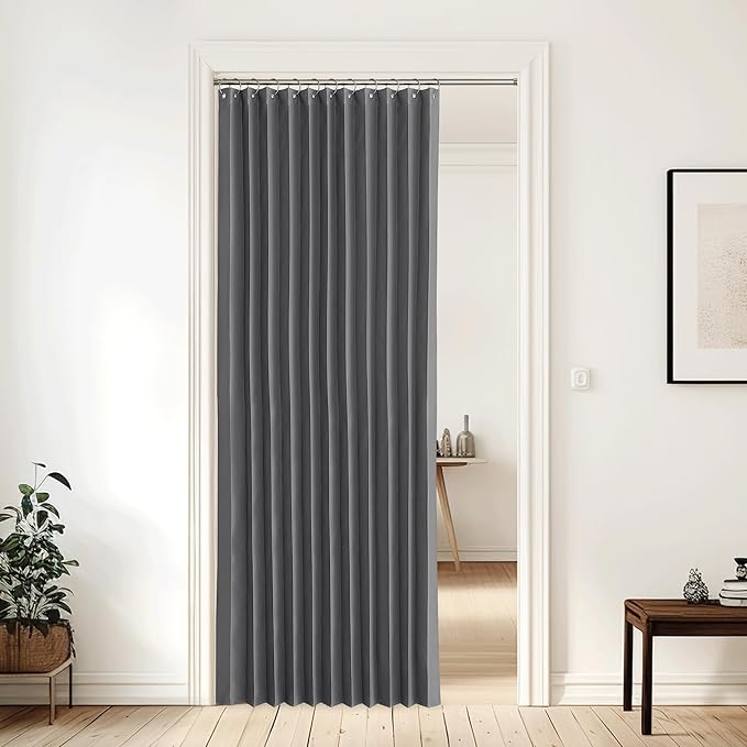 NICETOWN Blackout Bedroom Curtains 80 Inches Long, Thermal Insulated Sliding Door Room Divider Window Drapes for Living Room Bathroom, Doorway Curtains for Entryway, 1 Panel, 60W x 80L, Grey