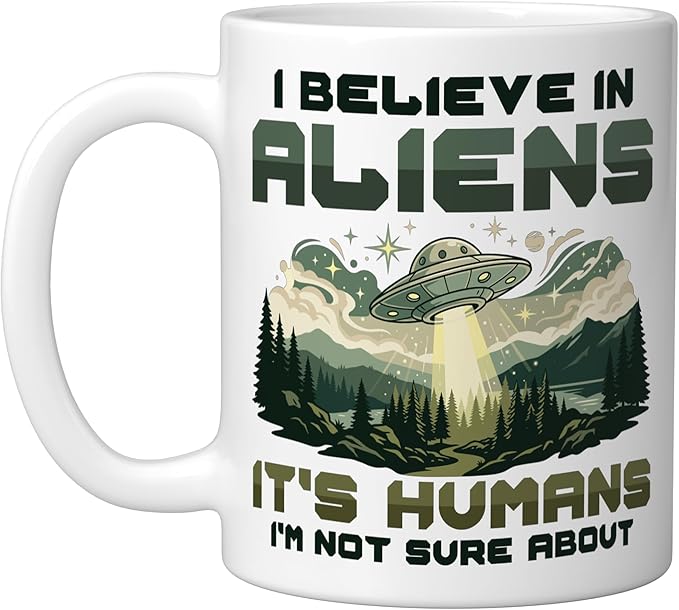Alien Believer UFO Extraterrestrial Space Lover Ceramic Mug, White
