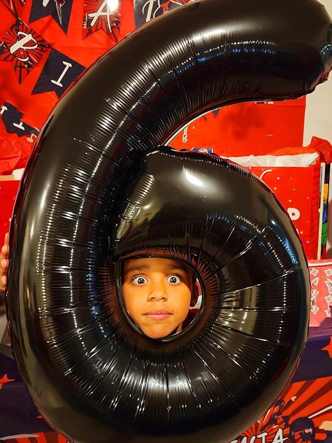 Black Number 6 Balloon Balloons, Happy Birthday Decoration for 6th, 40 Inch Six Number Balloons for 6, 16, 26, 60, 2026 Wedding Anniversaries Singles Party, 2026 New Years Eve Party