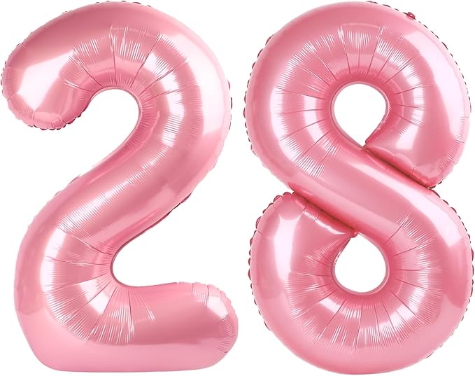 40 Inch Birthday Balloons 28 Number Baloons for Happy Birthday Decorations Party Supplies, Pearl Pink Balloons for Celebration, Graduation, Photo Prop