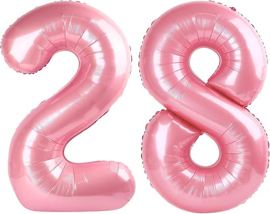 40 Inch Birthday Balloons 28 Number Baloons for Happy Birthday Decorations Party Supplies, Pearl Pink Balloons for Celebration, Graduation, Photo Prop