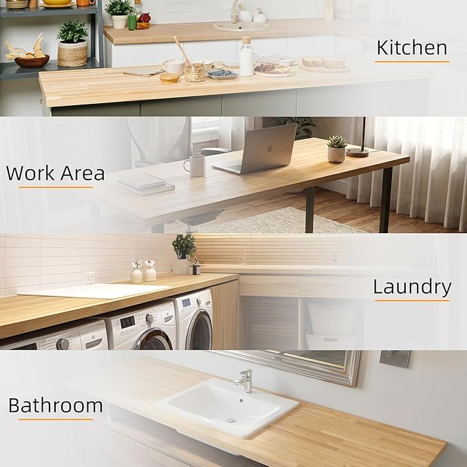 Butcher Block Countertop Wood Tabletop - 4FT Solid Birch Wood Table Top, Unfinished Hardwood Butcher Block Slab for Kitchen Countertops, Island, Desk Top, Workbench Top, Tabletop 50"x25"x1.5"
