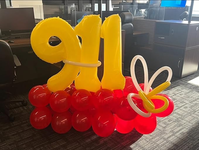 Yellow Balloons, Happy Birthday Decoration for 6th, 40 Inch Number Balloons for 6, 16, 26, 60 Wedding Anniversaries Singles Party Children's Day New Year