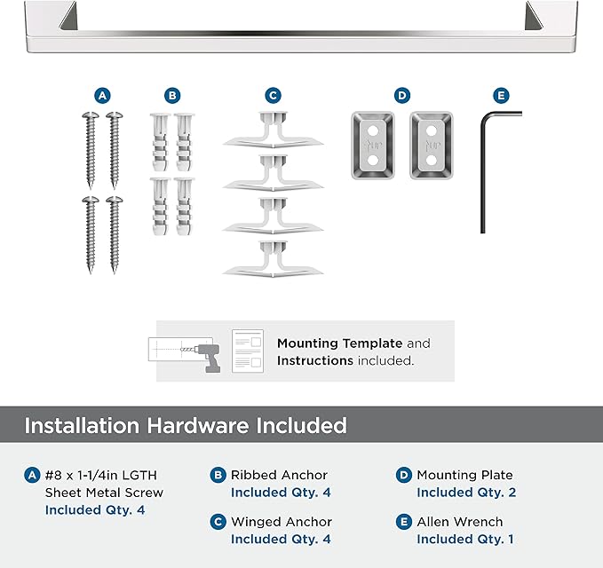 Amerock Blackrock Polished Nickel 18 inch (457mm) Towel Bar, BH36003PN