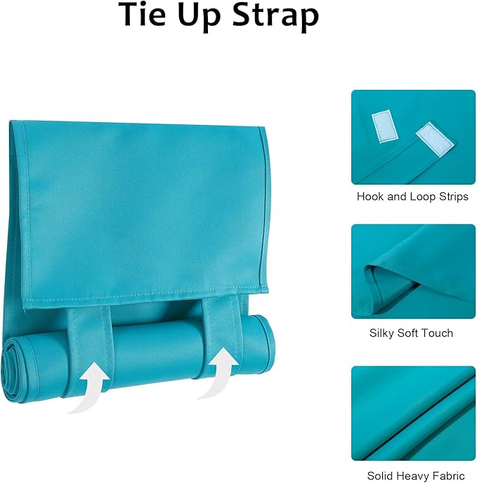 WdFour Door Curtains for Front Door & Window, Solid Color Sidelight Curtain with Tie Up Shade, 12W x 80L Inches, Blackout Covering for Glass Doors,1 Panel, Teal Blue.