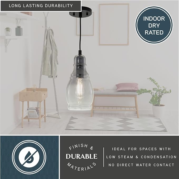 VAXCEL Millie Matte Black Mini Pendant Ceiling Light Smoke Gray Glass
