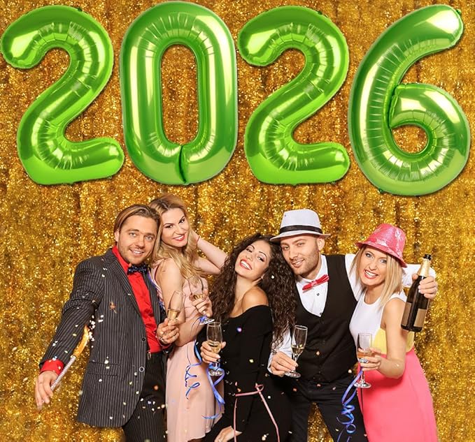 2026 Balloon Numbers - 40 Inch Light Green New Years Eve Party Supplies 2026, Nye Decor Party Decorations Happy New Year, New Years Eve Foil Party Balloons, Graduation Party Decorations