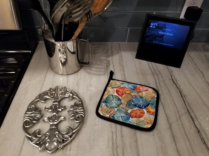 Caroline's Treasures Sand Dollars Pair of Pot Holders Kitchen Heat Resistant Pot Holders Sets Oven Hot Pads for Cooking Baking BBQ, 7 1/2 x 7 1/2