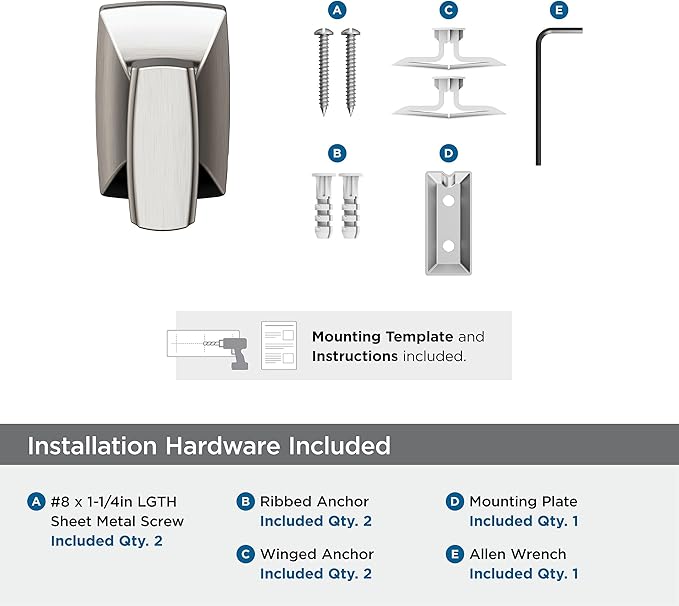 Amerock BH36010G10 | Brushed Nickel Single Robe Hook | 2-5/8 in. (67 mm) Length Towel Holder | Highland Ridge | Towel Hook for Bathroom | Bathroom Hardware | Bath Accessories