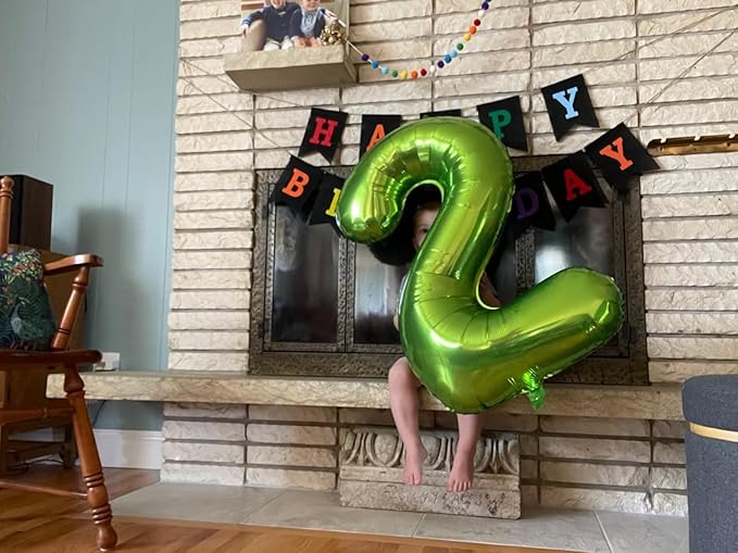 Dark Green Birthday Two Balloons Number, 2 Balloon Numbers for Girl Boy Baby Shower, Numbers 40 Inch for 2 12 22 2025 Graduation Party Wedding Anniversaries Celebration