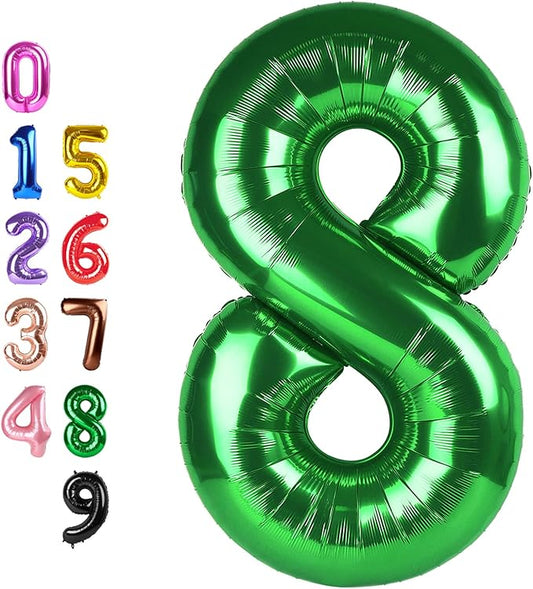 Numbers 8Th Balloon 40 Inch, Dark Green Birthday Decorations For Women Men, Number Balloons for 8, 18, 28 Wedding, Anniversaries, Celebration, Graduation