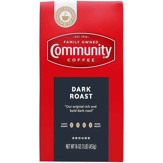 Community Coffee Dark Roast Ground Coffee, Vacuum Packed 16 Ounce Bag (Pack of 1)