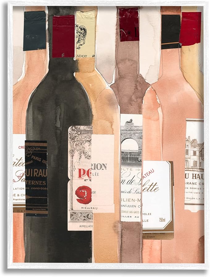Stupell Industries Timeless Labeled Wine Champagne Bottles Vintage, Design by Samuel Dixon